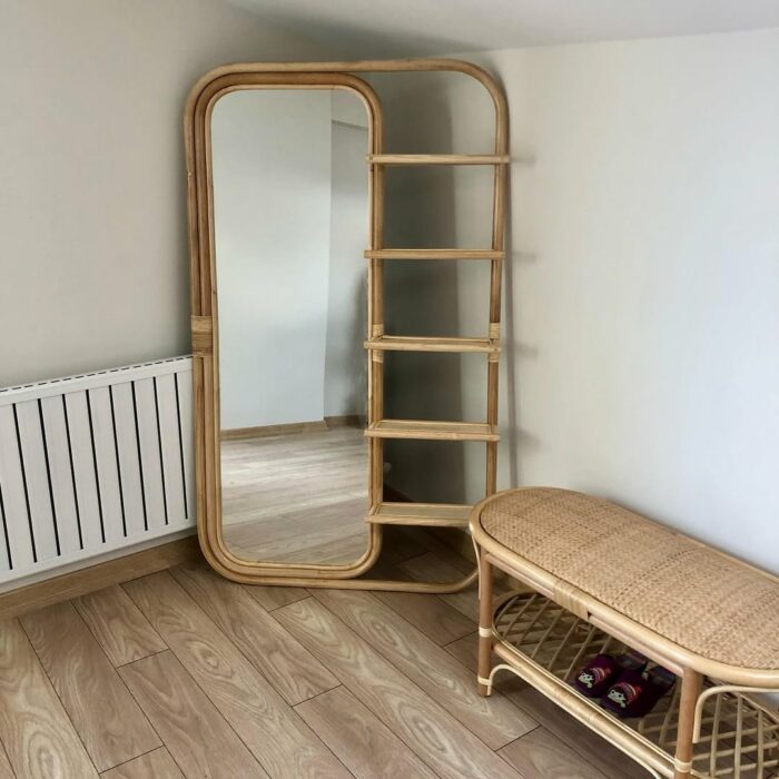 Bambu Raflı Ayna 110x210 - Görsel 1